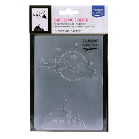 Vaessen Creative Embossing Folder Santa Flying Sleigh