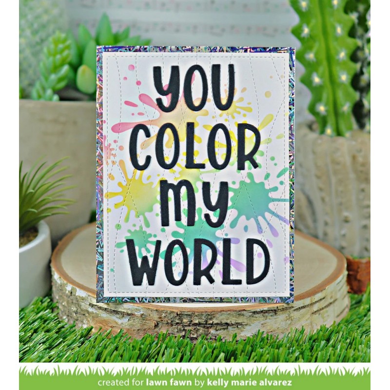 Lawn Fawn Intro: Canvas and Easel, Art Supplies & Paint Splatter Background  Stencil - Lawn Fawn