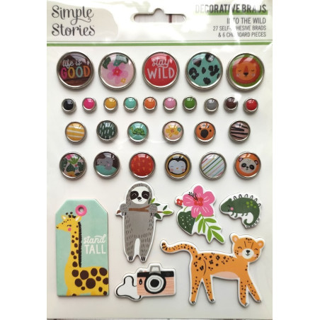 Simple Stories Into the Wild Decorative Brads 33pz