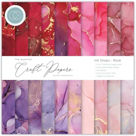 Craft Consortium Craft Papers Ink Drops Rose 15x15cm