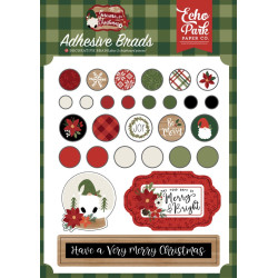 Echo Park Gnome For Christmas Adhesive Brads 25pz+3 Chipboard