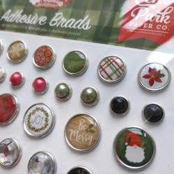 Echo Park Gnome For Christmas Adhesive Brads 25pz+3 Chipboard