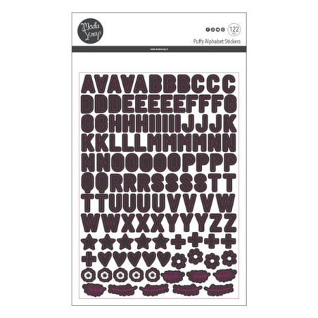 Modascrap PUFFY ALPHABET STICKER BLACK 122pz
