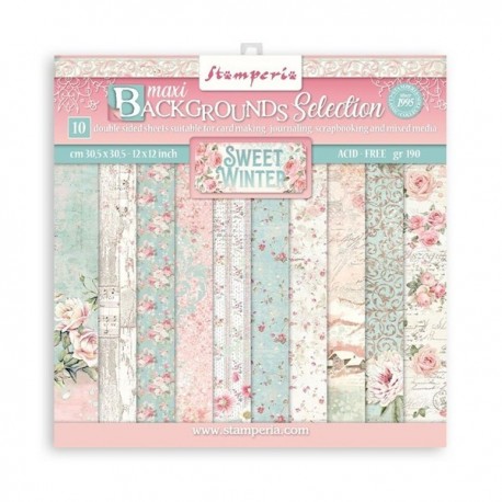 Stamperia Sweet Winter Backgrounds Paper Pack 20x20cm