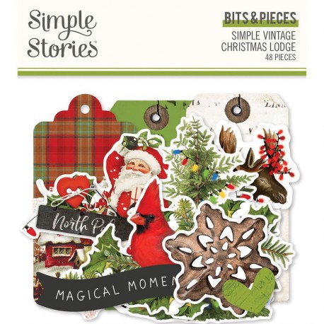 Simple Stories Simple Vintage Christmas Lodge Bits & Pieces 48pz