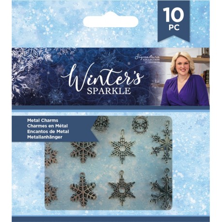 Crafter's Companion Winter's Sparkle Snowflake Metal Charms 10pz