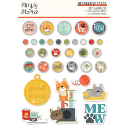 Simple Stories Pet Shoppe Cat Decorative Brads 33pz
