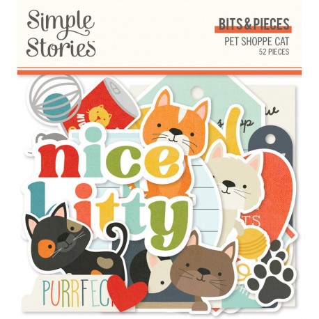 Simple Stories Pet Shoppe Cat Bits & Pieces 52pz