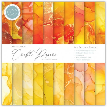 Craft Consortium Craft Papers Ink Drops Sunset 15x15cm