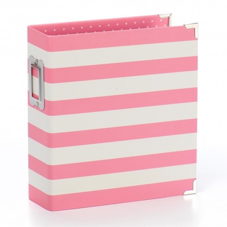 6x8 SN@P! Designer Binder Pink Stripe