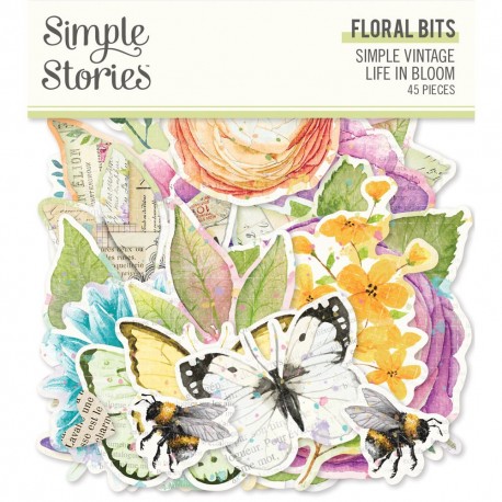 Simple Stories Simple Vintage Life in Bloom Floral Bits 45pz