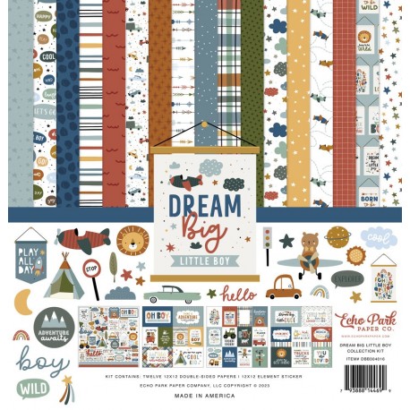 Echo Park Dream Big Little Boy Collection Kit 30x30cm