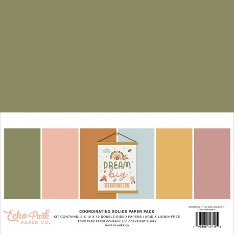 Echo Park Dream Big Little Girl Coordinating Solids Paper Pack 30x30cm