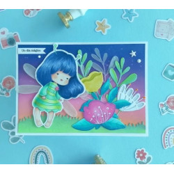 SET TIMBRO + FUSTELLA Mintopia HADA 1 CHIBI EN EL BOSQUE