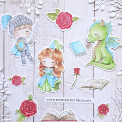 SET TIMBRO + FUSTELLA Mintopia LA PRINCESA Y EL DRAGÓN BACK TO BASICS