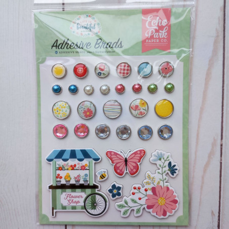 Echo Park Life Is Beautiful Adhesive Brads 25pz+5 Chipboard