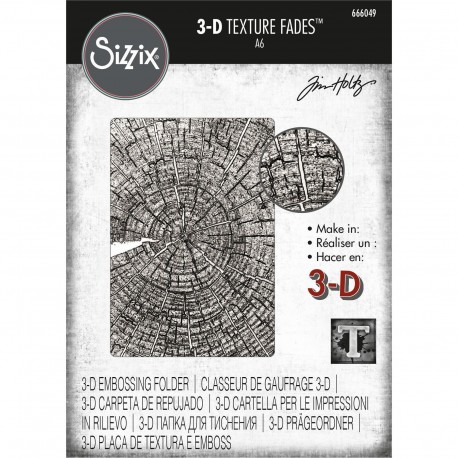 3-D Texture Fades Embossing Folder - Tree Rings by Tim Holtz 666049