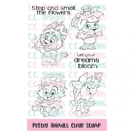 C.C. Design Potted Animals Clear Stamp