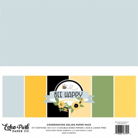 Echo Park Bee Happy Coordinating Solids Paper Pack 30x30cm