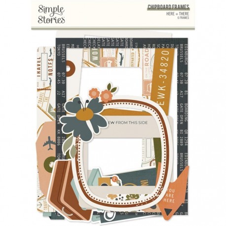 Simple Stories Here + There CHIPBOARD Frames 6pz