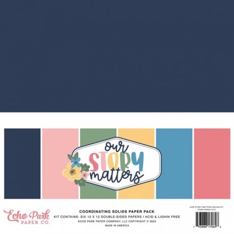 Echo Park Our Story Matters Coordinating Solids Paper Pack 30x30cm