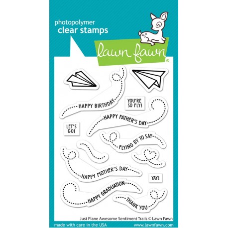 LAWN FAWN Just Plane Awesome Sentiment Trails Clear Stamp