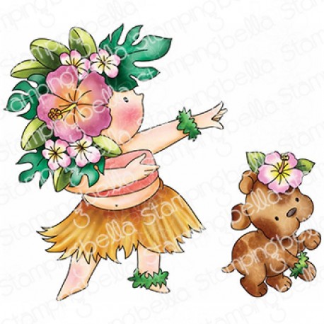 Stamping Bella Summer Bundle Girl & Puppy Hula Dance Cling Stamp