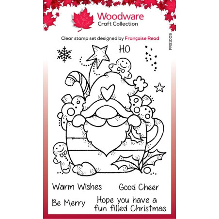 Woodware Craft Collection Gnome Christmas Cup Clear Stamps