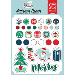 Echo Park Happy Holidays Adhesive Brads 25pz+5 Chipboard