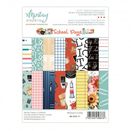 Mintay Papers SCHOOL DAYS ADD-ON Paper Pack 15x20cm