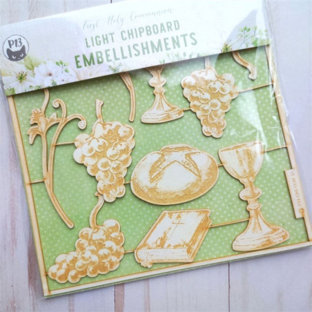 Piatek13 Light Chipboard Embellishments FIRST HOLY COMMUNION