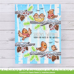 LAWN FAWN Winter Birds Clear Stamp
