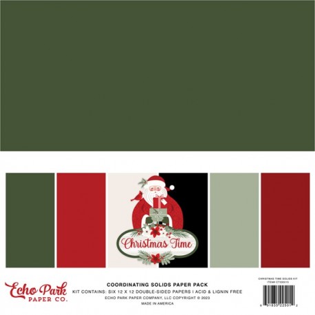 Echo Park Christmas Time Coordinating Solids Paper Pack 30x30cm