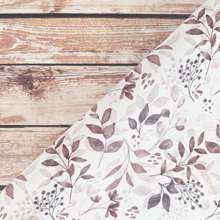 Tommy Similpelle Stampata – Foglie marroni e Legno Naturale 2fogli