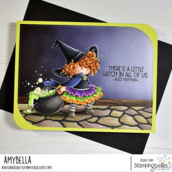 Stamping Bella Tiny Townie Wanda The Witch & Her Cauldron Cling Stamp