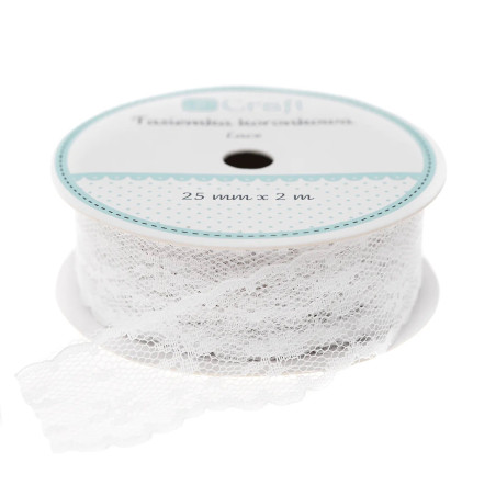 Nastro in Pizzo Bianco 2m x 2,5cm