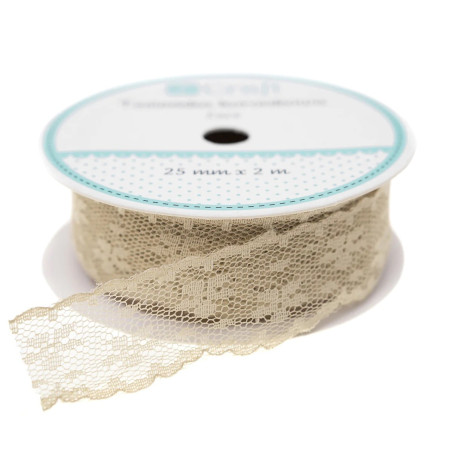 Nastro in Pizzo Beige 2m x 2,5cm