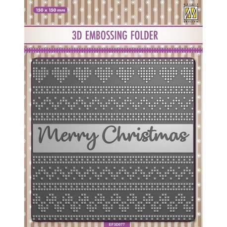 Nellie's Choice 3D Embossing Folder Merry Christmas