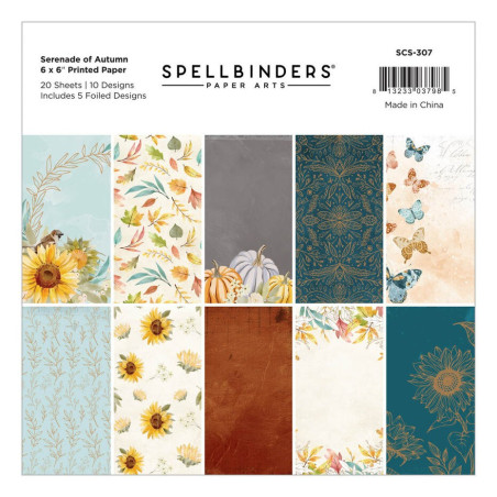 Spellbinders Serenade of Autumn Paper Pad 15x15cm con FOIL ORO