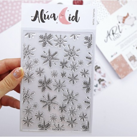 Alua Cid Familia Snowflakes background Clear Stamp