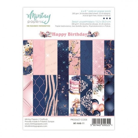 Mintay Papers HAPPY BIRTHDAY ADD-ON Paper Pack 15x20cm