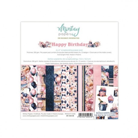 Mintay Papers HAPPY BIRTHDAY Paper Pad 15x15cm