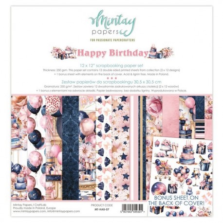 Mintay Papers HAPPY BIRTHDAY Paper Pad 30x30cm