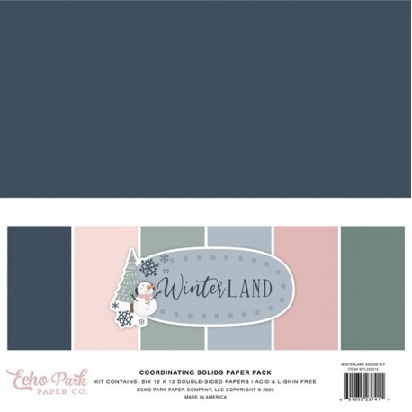 Echo Park Winterland Coordinating Solids Paper Pack 30x30cm