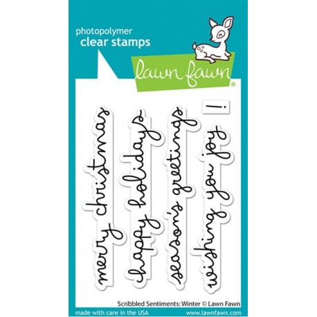 LAWN FAWN Scribbled Sentiments Winter Clear Stamp