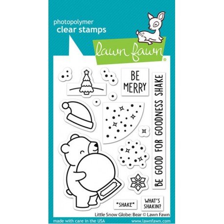 LAWN FAWN Little Snow Globe BEAR Clear Stamp