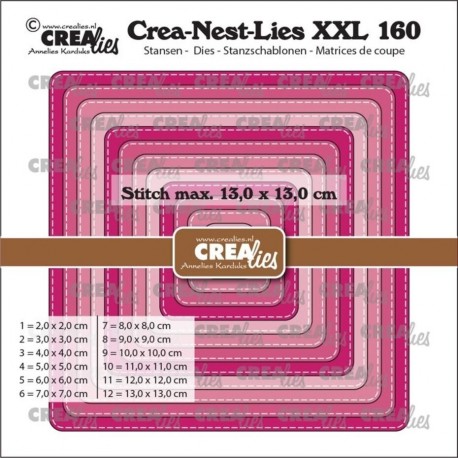 Crealies Crea-Nest-Lies XXL Dies No. 160 Squares With Rounded Corners And Stitchline