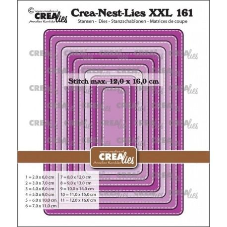 Crealies Crea-Nest-Lies XXL Dies No. 161 Rectangles With Rounded Corners And Stitchline