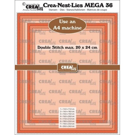 Crealies Crea-Nest-Lies Mega Dies No. 36 Rectangles with Double Stitch, Full cm