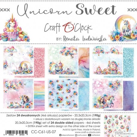 Craft o' Clock Unicorn Sweet Paper Collection Set 20x20cm 24fg